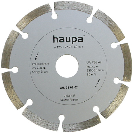 Haupa 230701 Diamond dry cutting blade  115x22.2 mm sintered