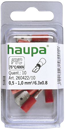 Haupa 260422/10 Socket sleeves(male) insulated   0.5-1.0/6.3x0.8