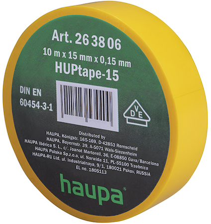 Haupa 263806 Insulating tape yellow       15 mm x 10 m
