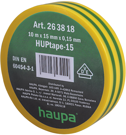 Haupa 263818 Insulating tape green/yellow 15 mm x 10 m