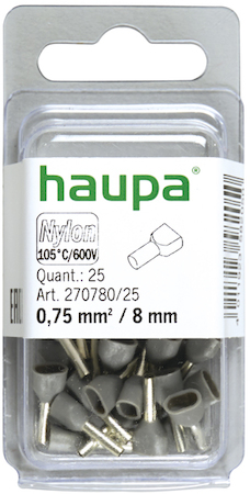 Haupa 270780/25 Twin end sleeves grey   0.75/ 8