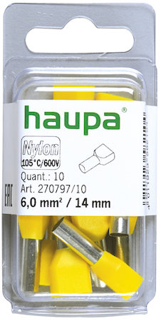 Haupa 270797/10 Twin end sleeves yellow 6.0 /14