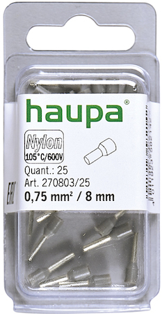 Haupa 270803/25 Insulated end sleeves grey   0.75/ 8