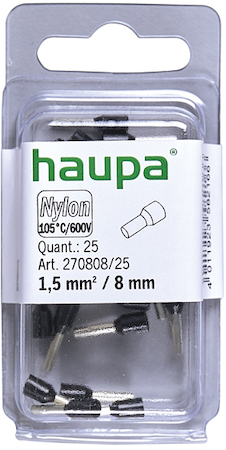 Haupa 270808/25 Insulated end sleeves black  1.5 / 8