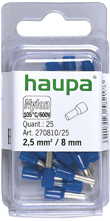Haupa 270810/25 Insulated end sleeves blue   2.5 / 8