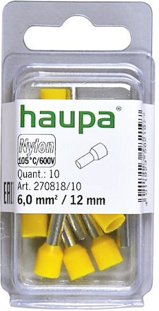 Haupa 270818/10 Insulated end sleeves yellow 6.0 /12