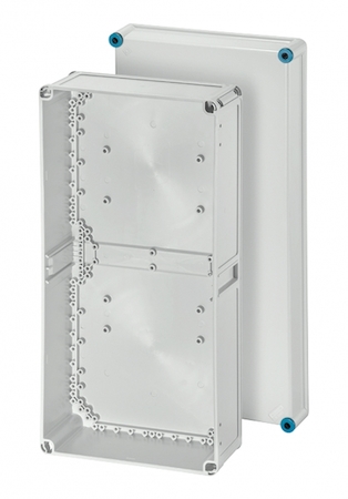 Hensel 60001043 K 0401 - Пустой ящик с непрозрачной крышкой, гладкие стенки, без возможности объединения, материал полистирол, цвет серый, IP 65,  300х600х170 мм