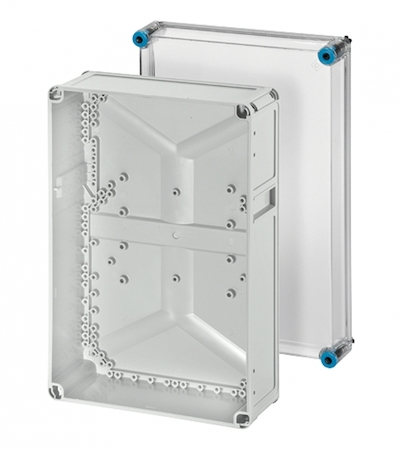 Hensel 60001040 K 0300 - Пустой ящик с прозрачной крышкой, гладкие стенки, без возможности объединения, материал полистирол, цвет серый, IP 65, 300х450х170 мм