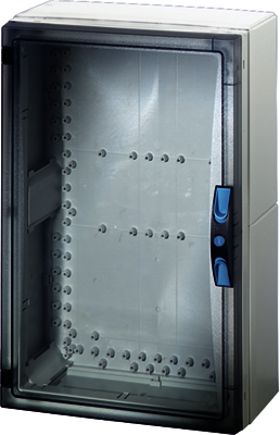Hensel 68000014 FP 0411 - Пустой корпус с прозрачной дверцей, со съемными боковыми панелями, с 6 соединителями корпусов, размер 4, 546х366х186 мм, материал термопласт/поликарбонат, IP 65, цвет серый