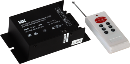 LSC1-RGB-360-RF-20-12-G Контроллер с ПДУ радио (серый) RGB 3 канала 12В, 10А, 360Вт IEK