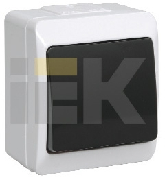 IEK EVM10-K02-10-44-Ec ВС20-1-0-ГЧ выкл.1кл. о/у IP44 (цвет клавиши: черный) ГЕРМЕС
