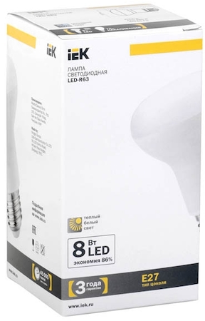 LL-R63-8-230-27-E27 Лампа светодиодная R63 рефлектор 8 Вт 600 Лм 230 В 3000 К E27 IEK