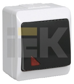 IEK EVM11-K02-10-44-EC ВС20-1-1-ГЧ выкл.1кл. с инд. о/у  IP44 (цвет клавиши:черный) ГЕРМЕС