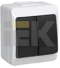 IEK EVM20-K02-10-44-Ec ВС20-2-0-ГЧ выкл. 2кл. о/у IP44 (цвет клавиши:черный) ГЕРМЕС