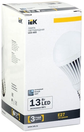 LL-A60-13-230-40-E27 Лампа светодиодная A60 шар 13 Вт 1150 Лм 230 В 4000 К E27 IEK