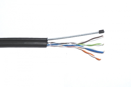 IEK LC3-C5E04-369 ITK Кабель связи витая пара F/UTP, кат.5E 4х2х24AWG solid, LDPE, трос 1,5мм, 305м, чёрный