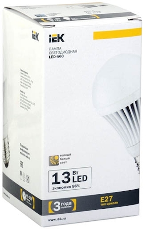LL-A60-13-230-30-E27 Лампа светодиодная A60 шар 13 Вт 1100 Лм 230 В 3000 К E27 IEK