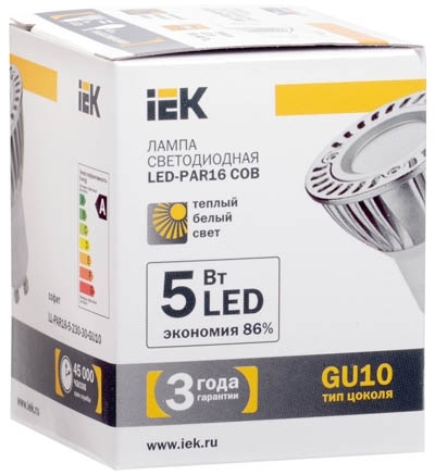 LL-PAR16-5-230-30-GU10 Лампа светодиодная PAR16 COB софит 5 Вт 330 Лм 230 В 3000 К GU10 IEK