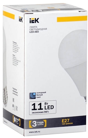 LL-A60-11-230-40-E27 Лампа светодиодная A60 шар 11 Вт 1000 Лм 230 В 4000 К E27 IEK