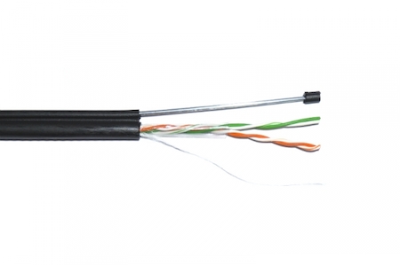 IEK LC3-C5E02-169 ITK Кабель связи витая пара U/UTP, кат.5E 2х2х24AWG, LDPE, с металл. тросом 1,5мм, черный