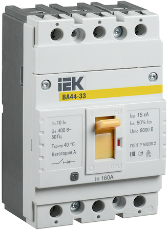 Фото IEK SVA4410-3-0160 Автоматический выключатель ВА44-33 3Р 160А 15кА