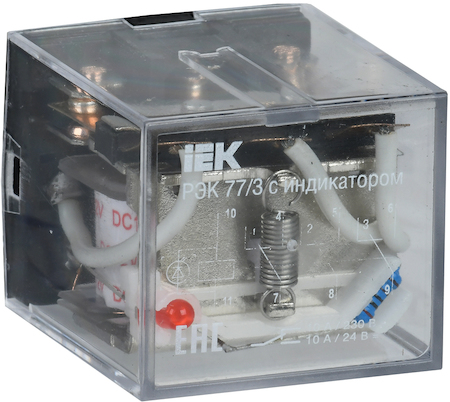 Фото IEK RRP10-3-10-012D-LED Реле промежуточное РЭК77/3(LY3) с индикацией 10А 12В DC