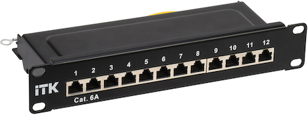 IEK PP12-1UC6AS-D05-10 ITK 1U патч-панель кат.6A STP 12 портов 10" Dual IDC