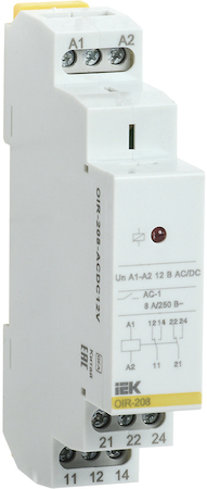 OIR-208-ACDC12V Промежут. реле.OIR 2 конт (8А). 12 В AC/DC IEK