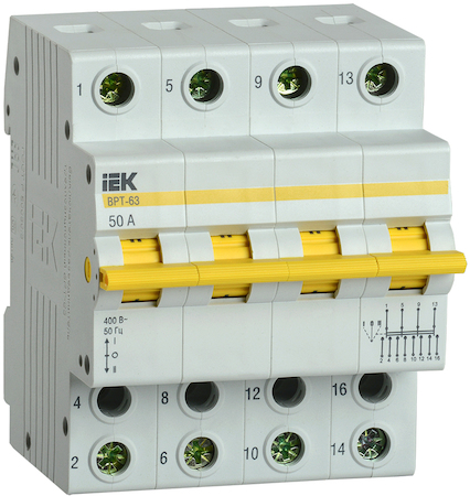 MPR10-4-050 Выключатель-разъединитель трехпозиционный ВРТ-63 4P 50А IEK