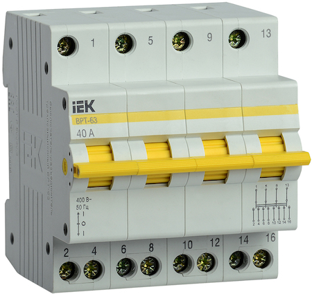 MPR10-4-040 Выключатель-разъединитель трехпозиционный ВРТ-63 4P 40А IEK