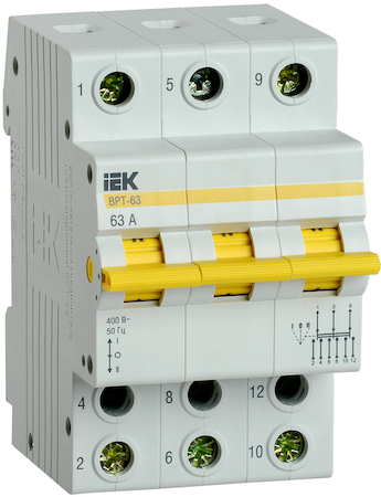 MPR10-3-063 Выключатель-разъединитель трехпозиционный ВРТ-63 3P 63А IEK