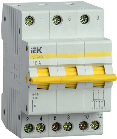 MPR10-3-016 Выключатель-разъединитель трехпозиционный ВРТ-63 3P 16А IEK