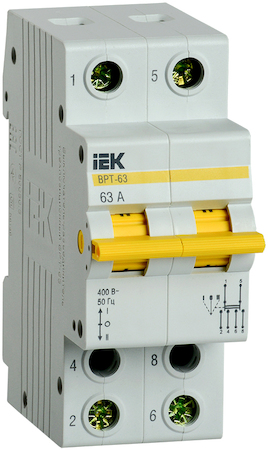 MPR10-2-063 Выключатель-разъединитель трехпозиционный ВРТ-63 2P 63А IEK