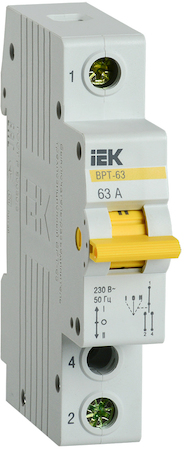 MPR10-1-063 Выключатель-разъединитель трехпозиционный ВРТ-63 1P 63А IEK