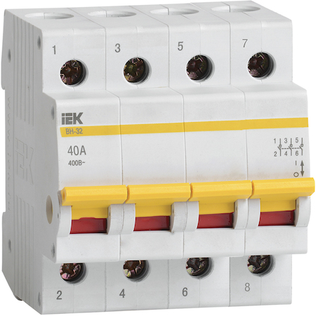 IEK MNV10-4-040 Выключатель нагрузки (мини-рубильник) ВН-32 4Р  40А ИЭК