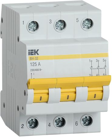MNV10-3-125 Выключатель нагрузки (мини-рубильник) ВН-32 3Р 125А IEK