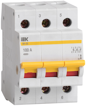 IEK MNV10-3-100 Выключатель нагрузки (мини-рубильник) ВН-32 3Р 100А ИЭК