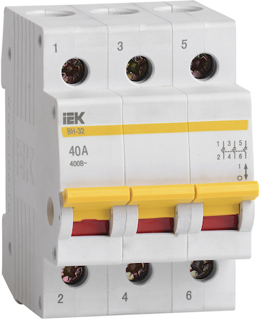 IEK MNV10-3-040 Выключатель нагрузки (мини-рубильник) ВН-32 3Р  40А ИЭК