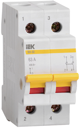 IEK MNV10-2-063 Выключатель нагрузки (мини-рубильник) ВН-32 2Р  63А ИЭК