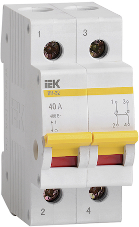 IEK MNV10-2-040 Выключатель нагрузки (мини-рубильник) ВН-32 2Р  40А ИЭК