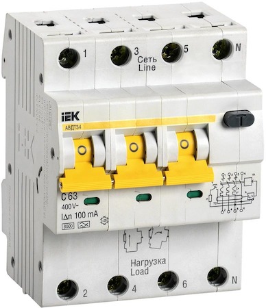 IEK MAD22-6-063-C-100 АВДТ 34 C63 100мА - Автоматический Выключатель Дифф. тока