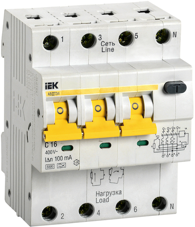 IEK MAD22-6-016-C-100 АВДТ 34 C16 100мА - Автоматический Выключатель Дифф. тока