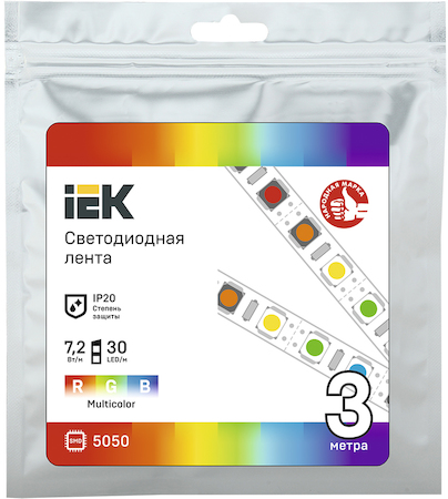 LSR2-3-030-20-3-03 Лента LED 3м LSR-5050RGB30-7,2-IP20-12В IEK