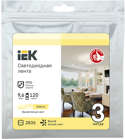 LSR1-1-120-20-3-03 Лента LED 3м LSR-2835WW120-9,6-IP20-12В IEK