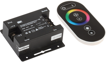 LSC1-RGB-216-RF-20-12-B Контроллер с ПДУ радио (черный) RGB 3 канала 12В, 6А, 216Вт IEK