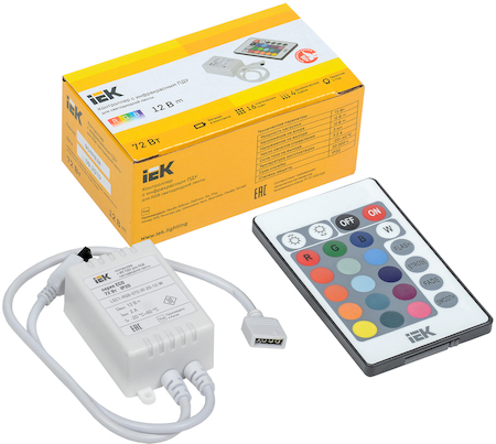 LSC1-RGB-072-IR-20-12-W Контроллер с ПДУ ИК RGB 3 канала 12В 2А 72Вт IEK