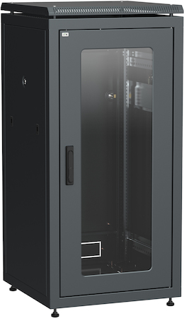 IEK LN05-24U66-G ITK Шкаф сетевой 19" LINEA N 24U 600х600 мм стеклянная передняя дверь черный
