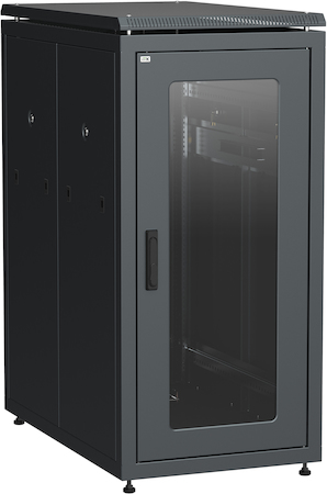 Фото IEK LN05-18U61-G ITK Шкаф сетевой напольный 19" LINEA N 18U 600х1000мм стеклянная передняя дверь черный