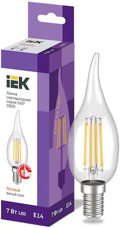 LLE-CB35-7-230-30-E14 Лампа светодиодная ECO CB35 свеча на ветру 7Вт 230В 3000К E14 IEK