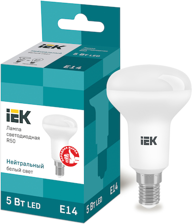 LLE-R50-5-230-40-E14 Лампа светодиодная ECO R50 рефлектор 5Вт 230В 4000К E14 IEK